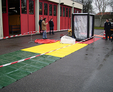 Dekontaminations-Planensatz, 3-teilig, rot/gelb/grün